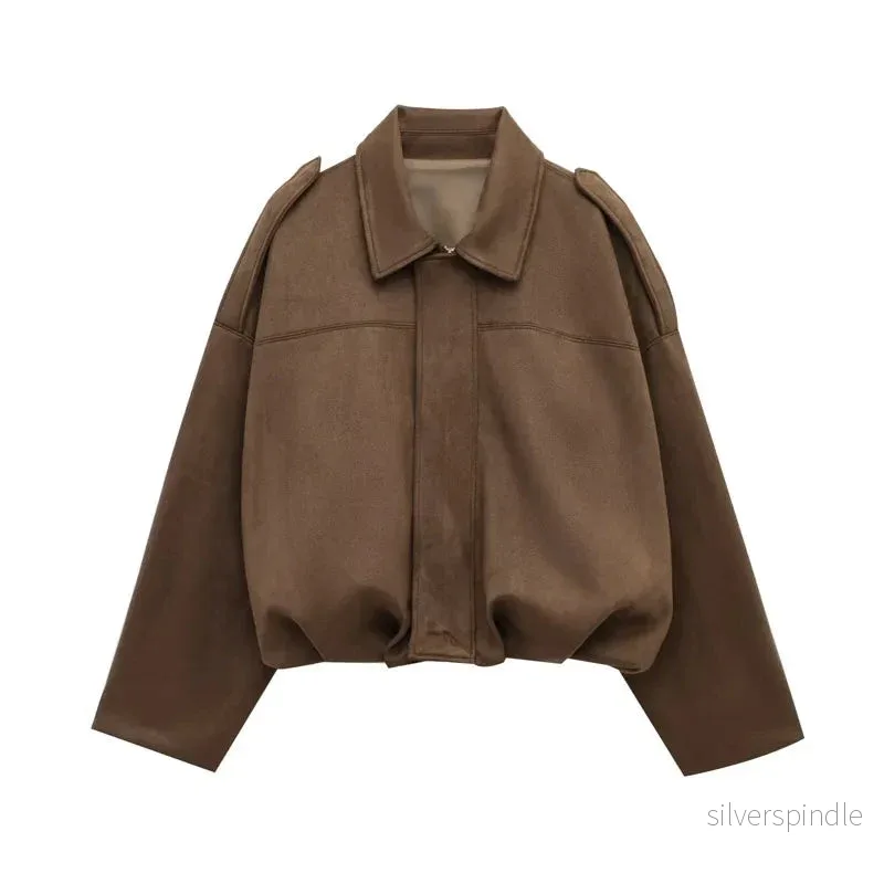 Sophie | Trendig Oversized Jacka med Mocka-Look