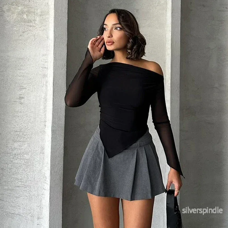 Mason | Elegant Transparent Asymmetrical Long Sleeve Top - Bild 2