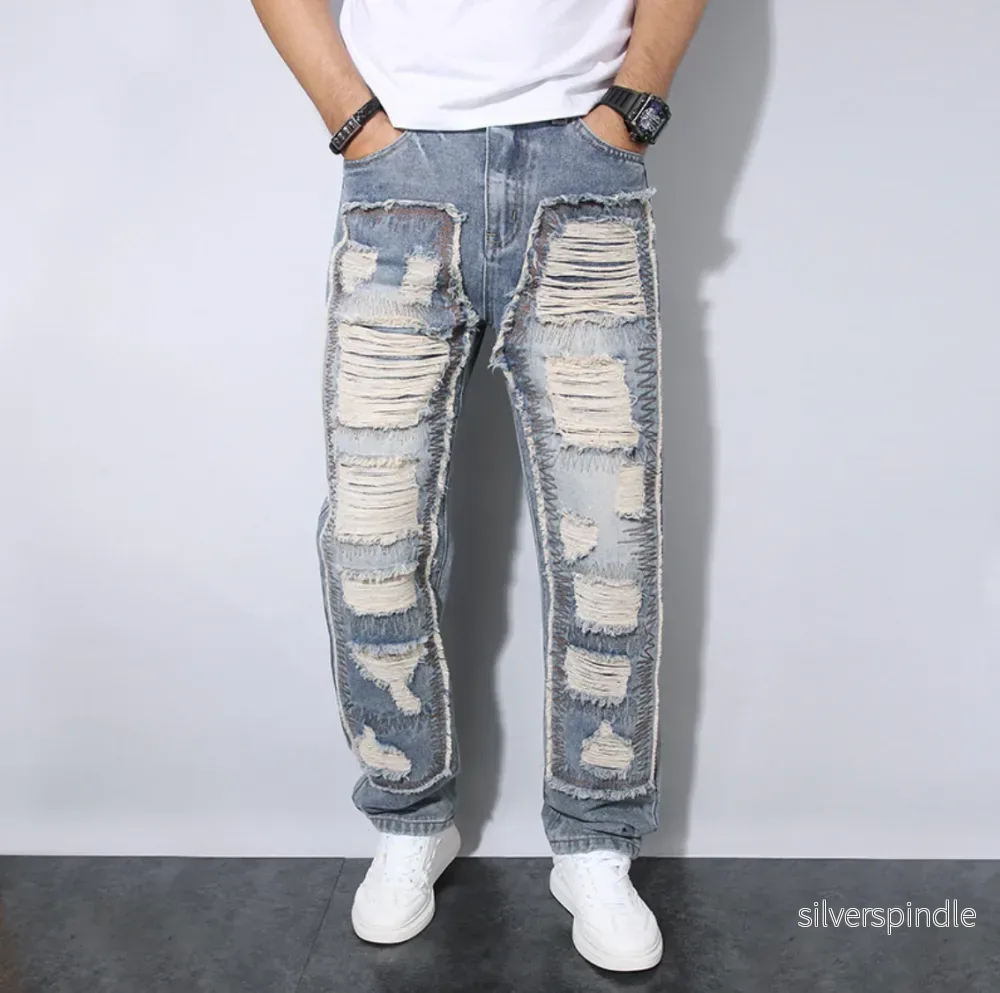 Ethan | Lössittande Rak Passform Jeans med Rivit Design för Herr Ethan | Lössittande Rak Passform Jeans med Rivit Design för Herr