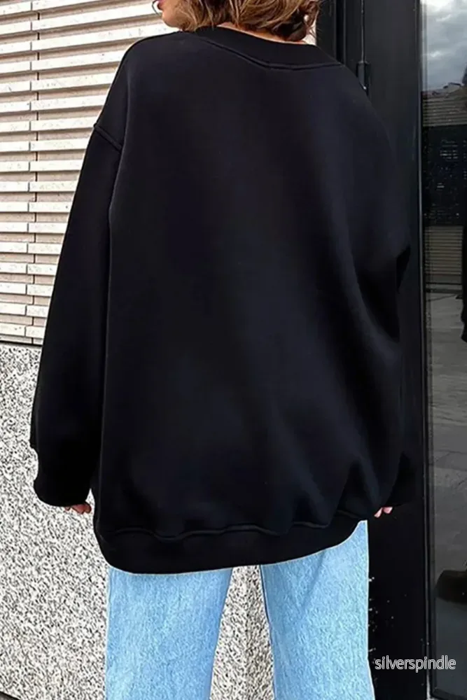 Oversize Sweatshirt för Kvinnor med Mjuk Tyg och Rund Hals | Trendig Passform för Komfort och Stil - Bild 2