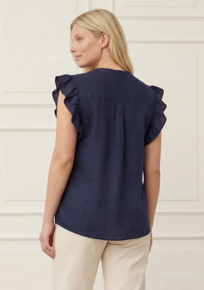 Pearl Flounce Top - Navy - Bild 3