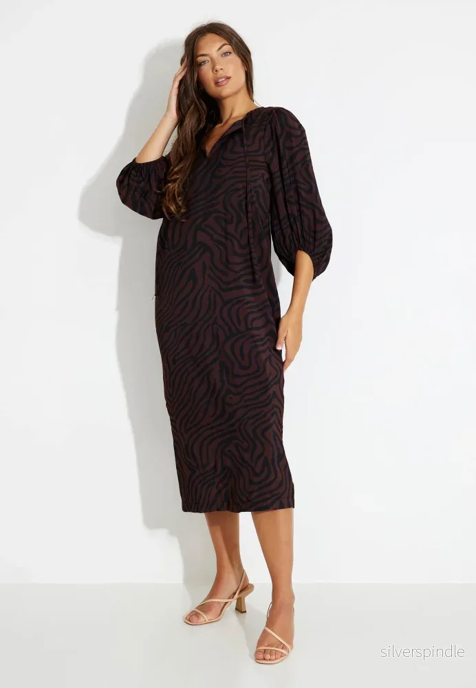 DRESS KLÄNNING - Coffee Bean w. Black