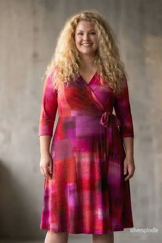 Loose fit short wrap jersey dress - Pink - Bild 2