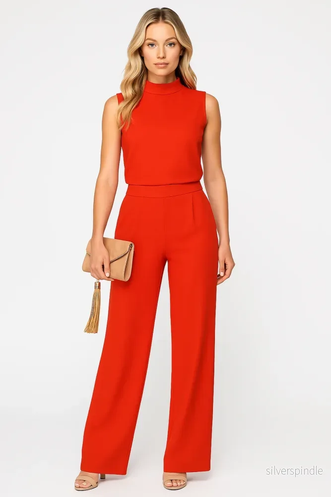 Elegant Jumpsuit Med Vida Ben För Kvinnor | Ärmlös Design Med Elastisk Midja För Komfort Och Stil