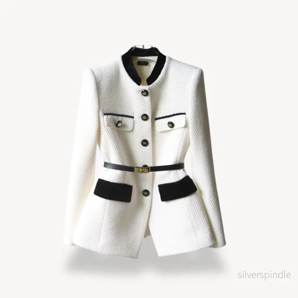 Elegant Kavaj Dam | Skräddarsydd Blazer med Sammetsdetalj för Stil och Komfort - Bild 3