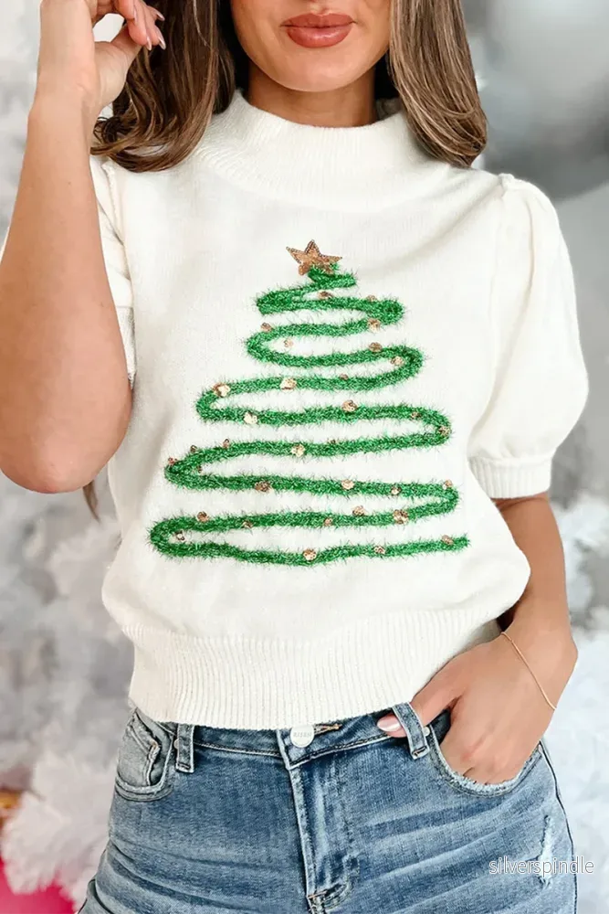 Elegant Jultröja med Turtleneck och Julgransmönster | Bekväm Festtröja för Kvinnor