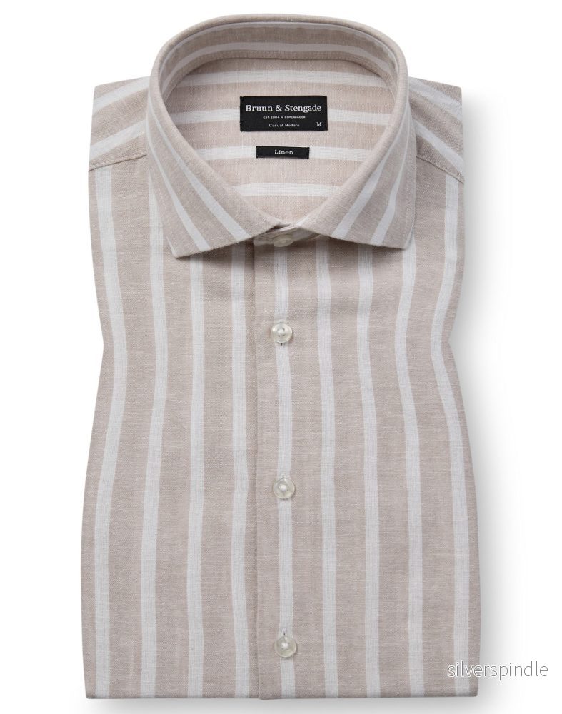 BS Burgos Casual Modern Fit Skjorta – Sand/White BS Burgos Casual Modern Fit Skjorta – Sand/White