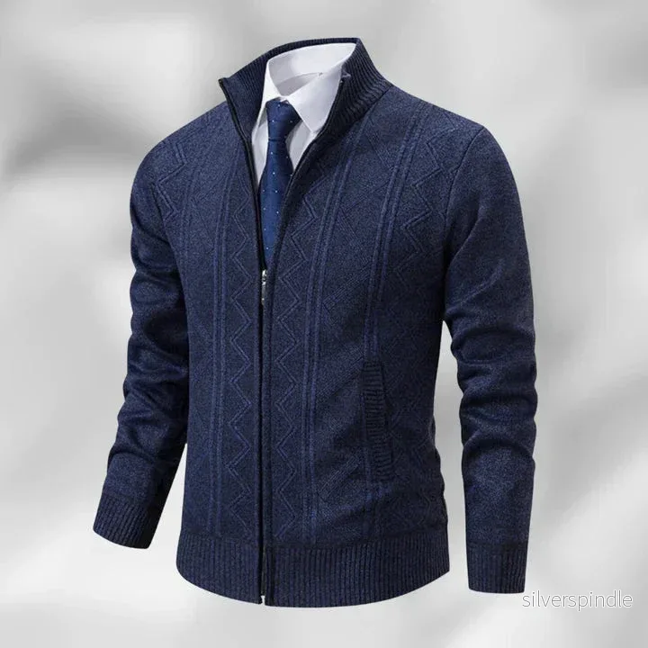 Elegant Kofta för Män med Dragkedja och Geometrisk Väv | Perfekt för Smart Casual Stil Elegant Kofta för Män med Dragkedja och Geometrisk Väv | Perfekt för Smart Casual Stil