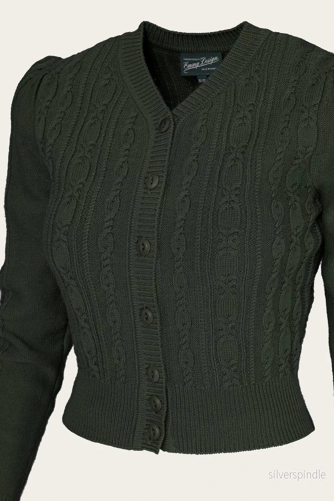 Ice Skater Cardigan i merinoull - pine green - Bild 3