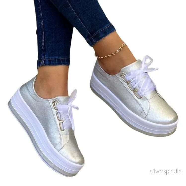 Olivia | Bekväma Platta Sneakers för Kvinnor med Snörning - Bild 2