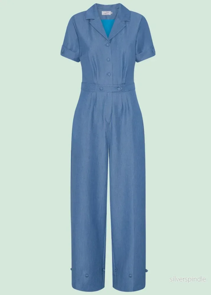Maxine jumpsuit med korta ärmar - ljus denimblå