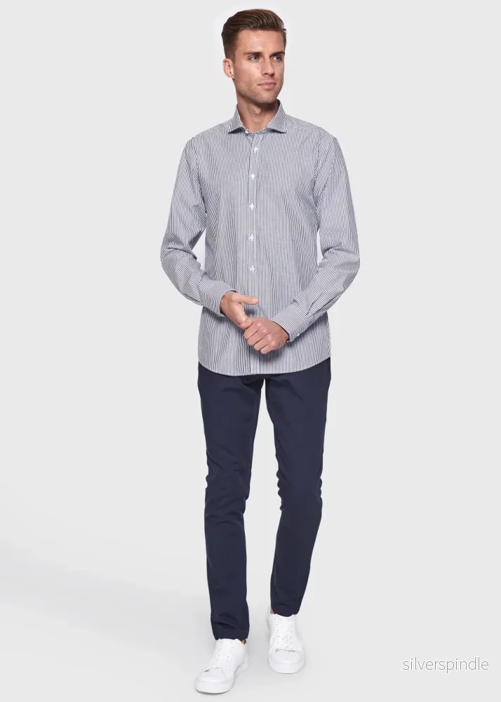 BS Matthew Slim Fit Skjorta Mörkblå - Dark Blue - Bild 3