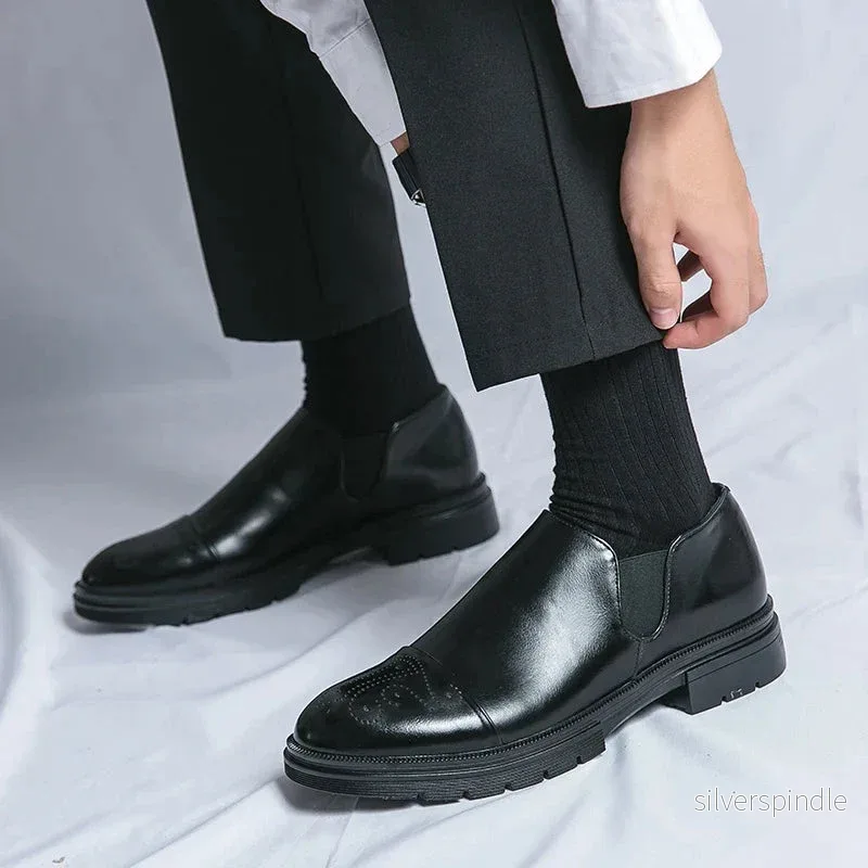 Eleganta Läderskor för Män | Slip-On Design med Elastiska Paneler för Optimal Komfort - Bild 3