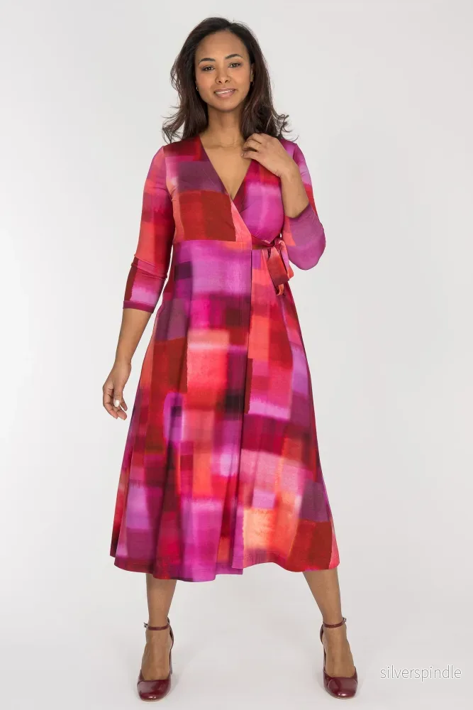 Loose fit midi wrap jersey dress – Pink Loose fit midi wrap jersey dress – Pink