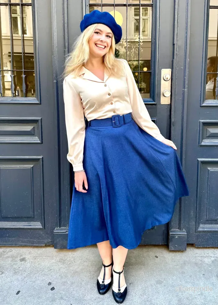 Midi kjol - navy denimlook - Bild 2
