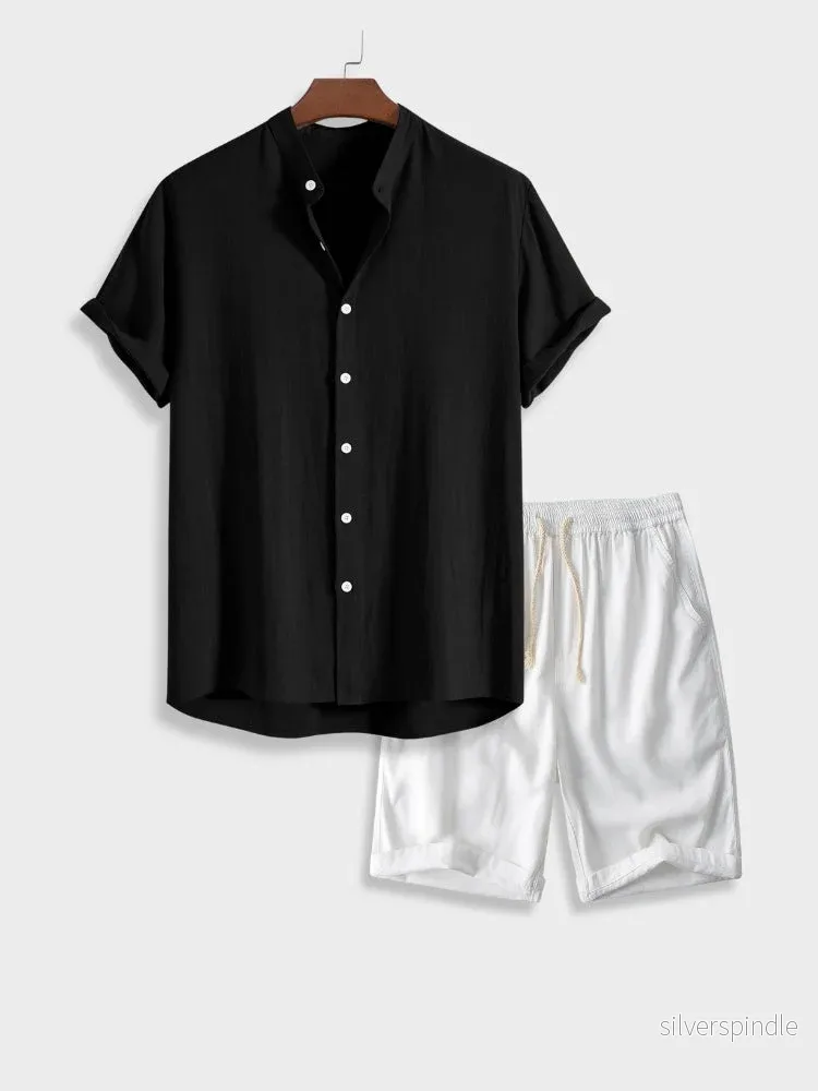 Ethan | Elegant Lätt Kortärmad Skjorta och Shortsset - Bild 3
