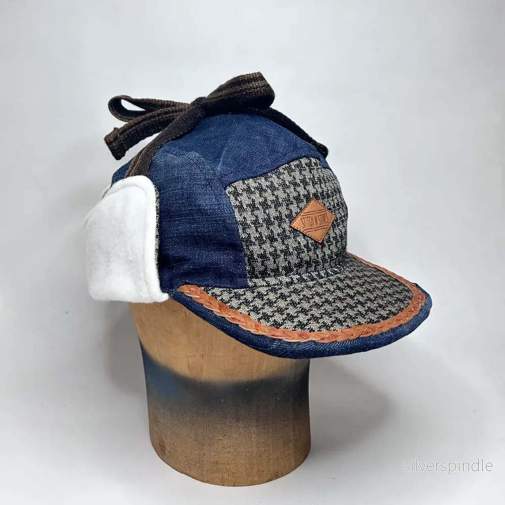 Vinterkeps 56-57cm – blå jeans, rutigt Vinterkeps 56-57cm – blå jeans, rutigt