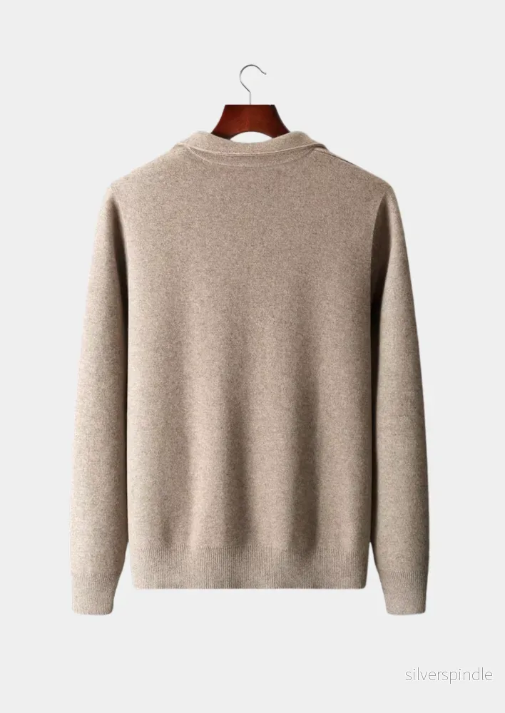 Elegant Cardigan med Dragkedja och Krage för Män | Mångsidig All-Säsongsplagg - Bild 3