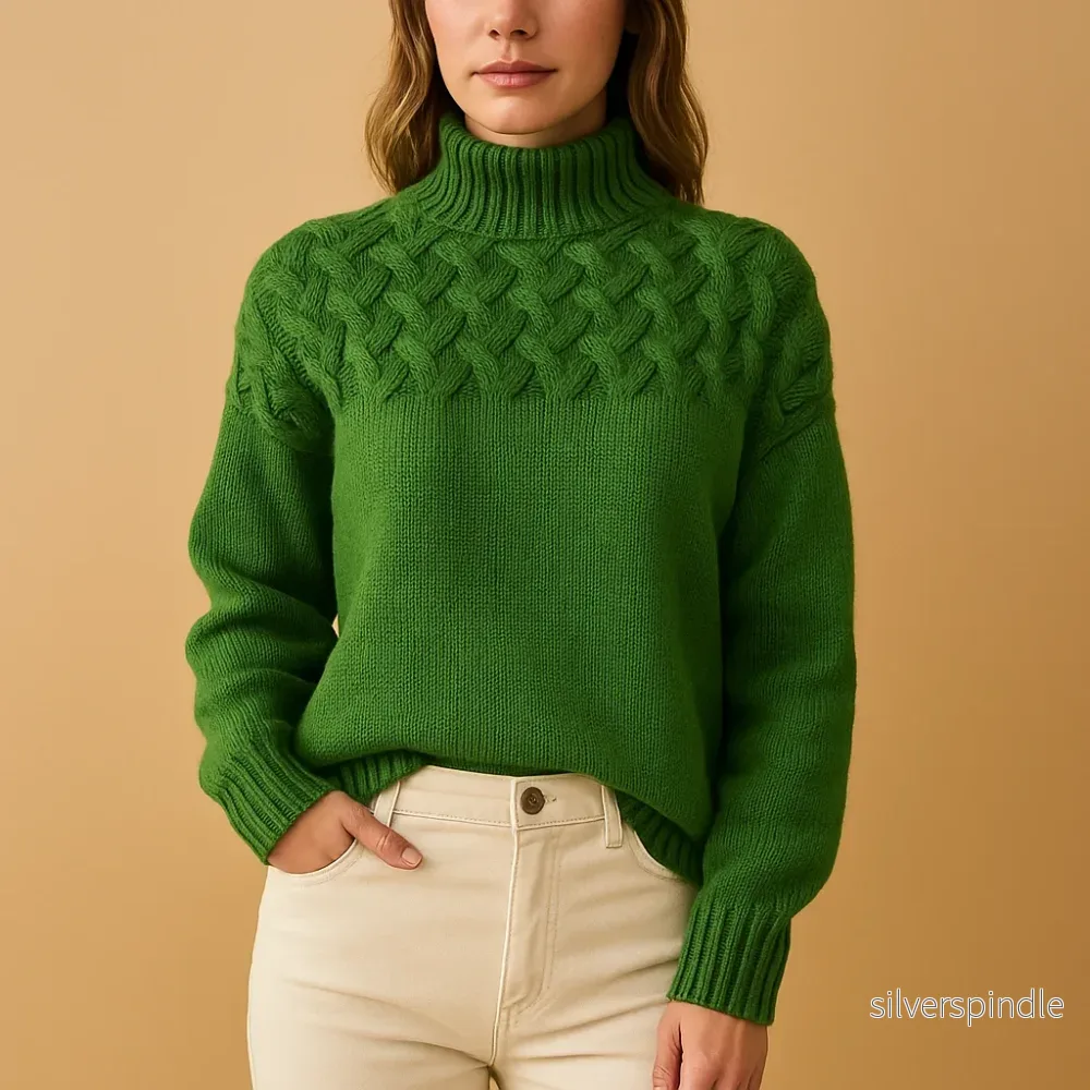 Elegant Stickad Turtleneck-tröja för Kvinnor med Förlängd Passform | Mjuk Textur för Komfort och Stil - Bild 3