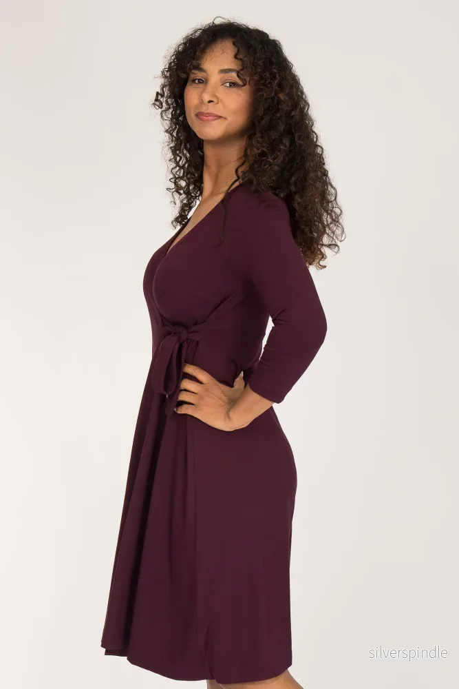 Loose fit short wrap jersey dress - Bordeaux - Bild 3