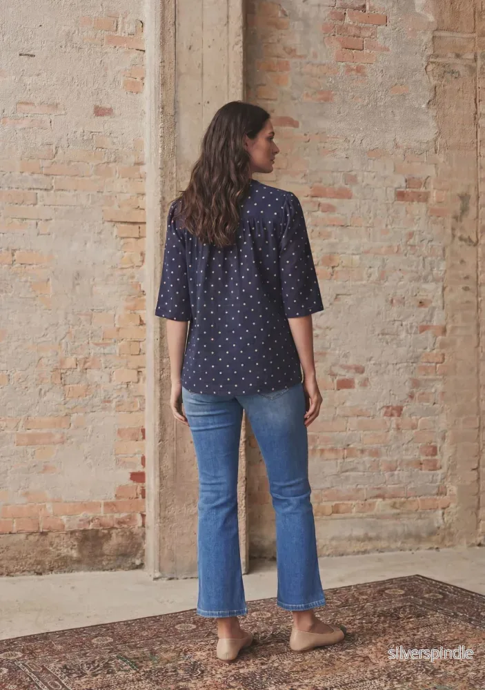 Naomi s/s Blouse - Navy Dot - Bild 3