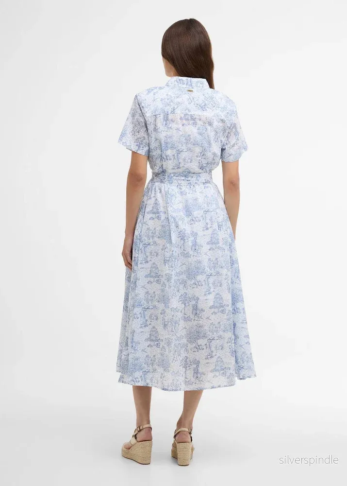 Barbour Wisteria Midi Dress Navy Blue Print - Bild 3