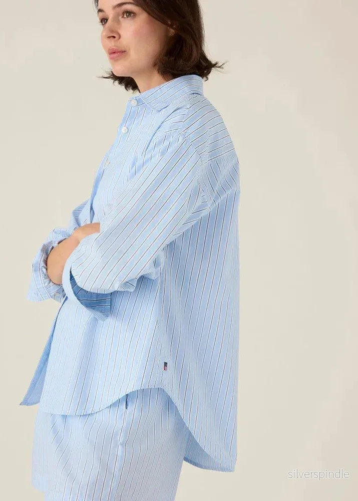 Lexington Casual Org Cotton Poplin Blue Multi Stri - Bild 3