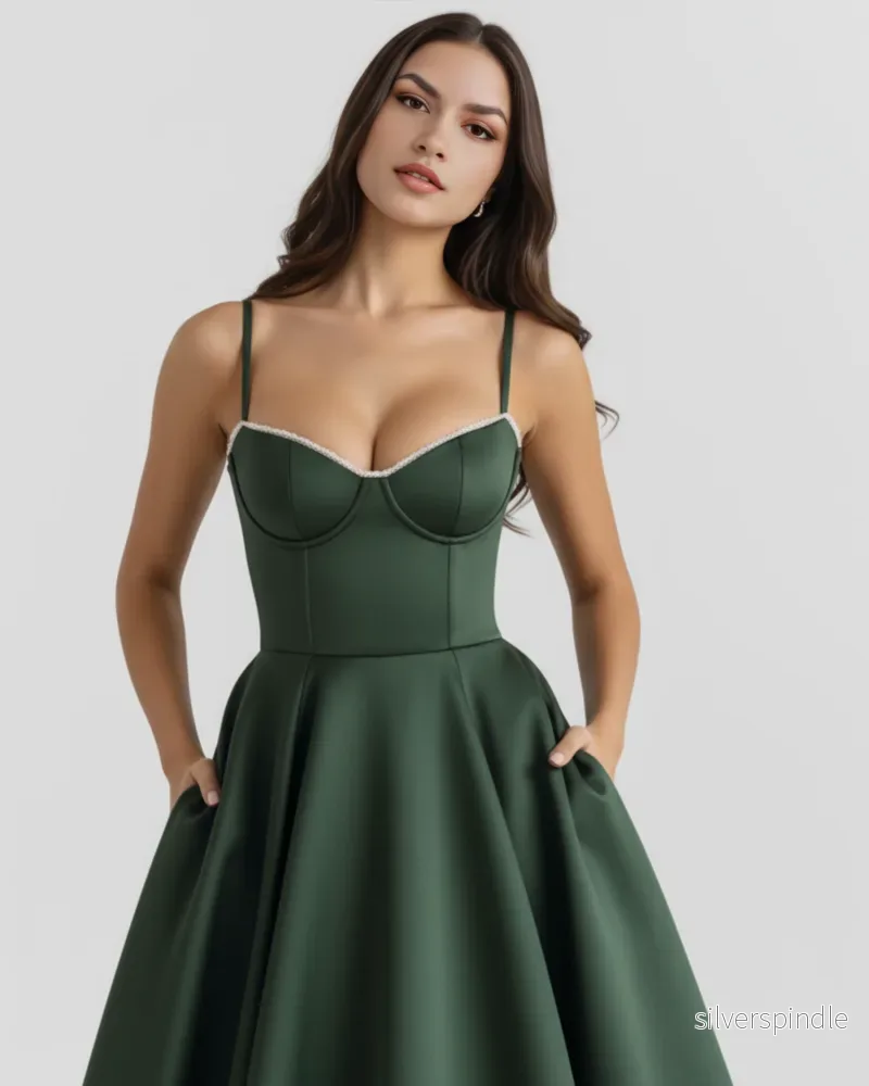 Emma | Elegant Midiklänning med Tyll och Satinkänsla