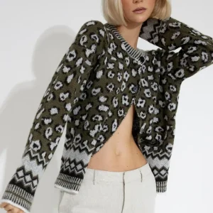 LOVA CARDIGAN – Green animal