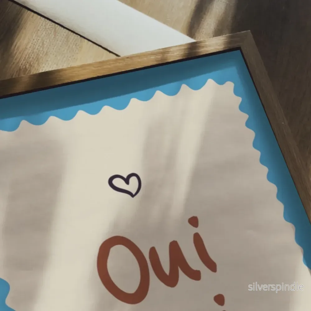 Oui Oui Poster med turkos vågig ram – Bohemisk Typografiposter i Danish Pastel - Bild 3