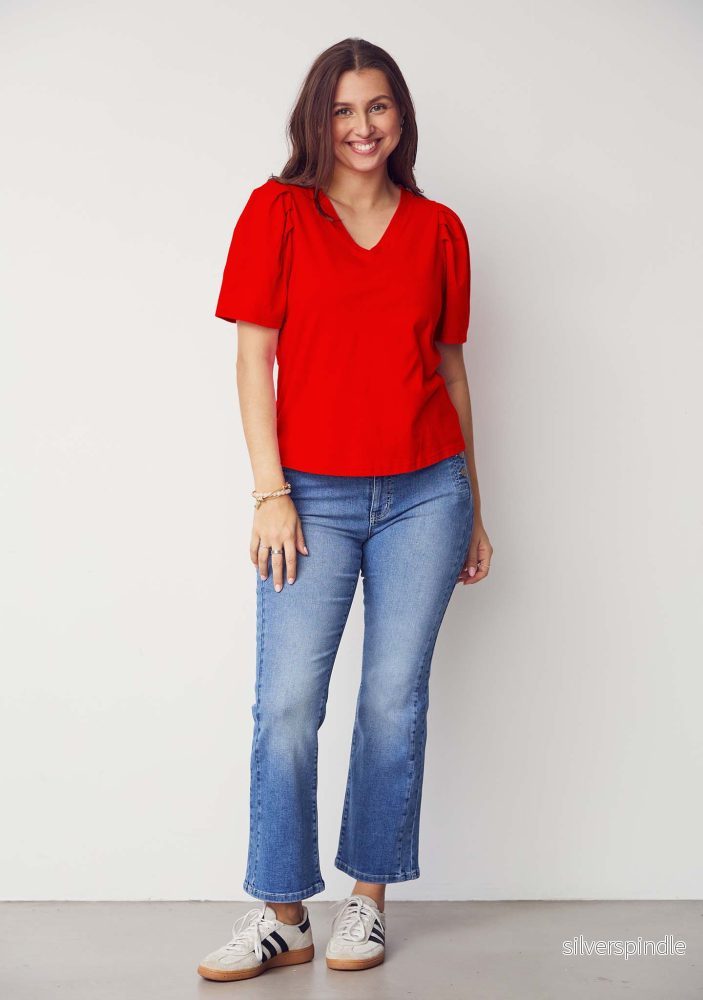 Tinni V-Neck T-Shirt - Fresh Red - Bild 3