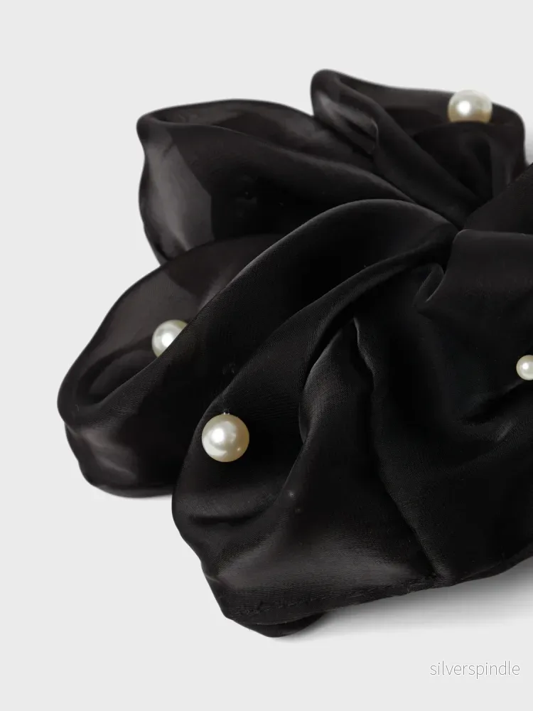 Stor Scrunchie Hårsnodd m. pärlor - Bild 2