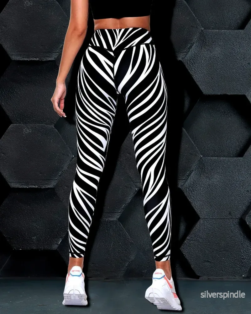 Emma | Högmidjade Zebramönstrade Leggings - Bild 2