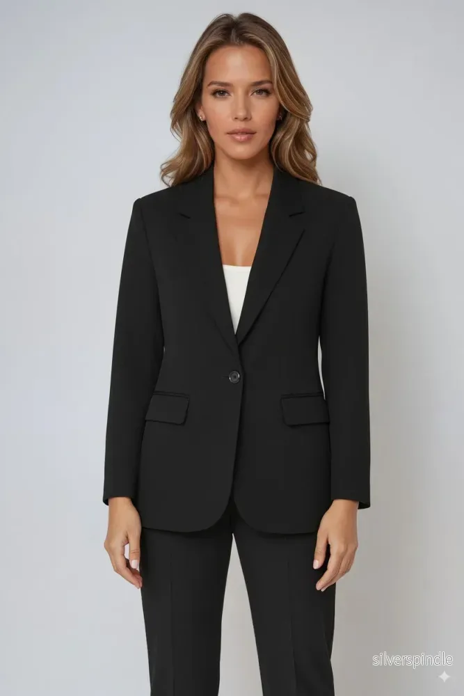 Elegant Kavaj Dam | Skräddarsydd Kavaj med Enkelknäppning & Funktionella Fickor | Tidlös Design för Mångsidiga Outfits - Bild 3