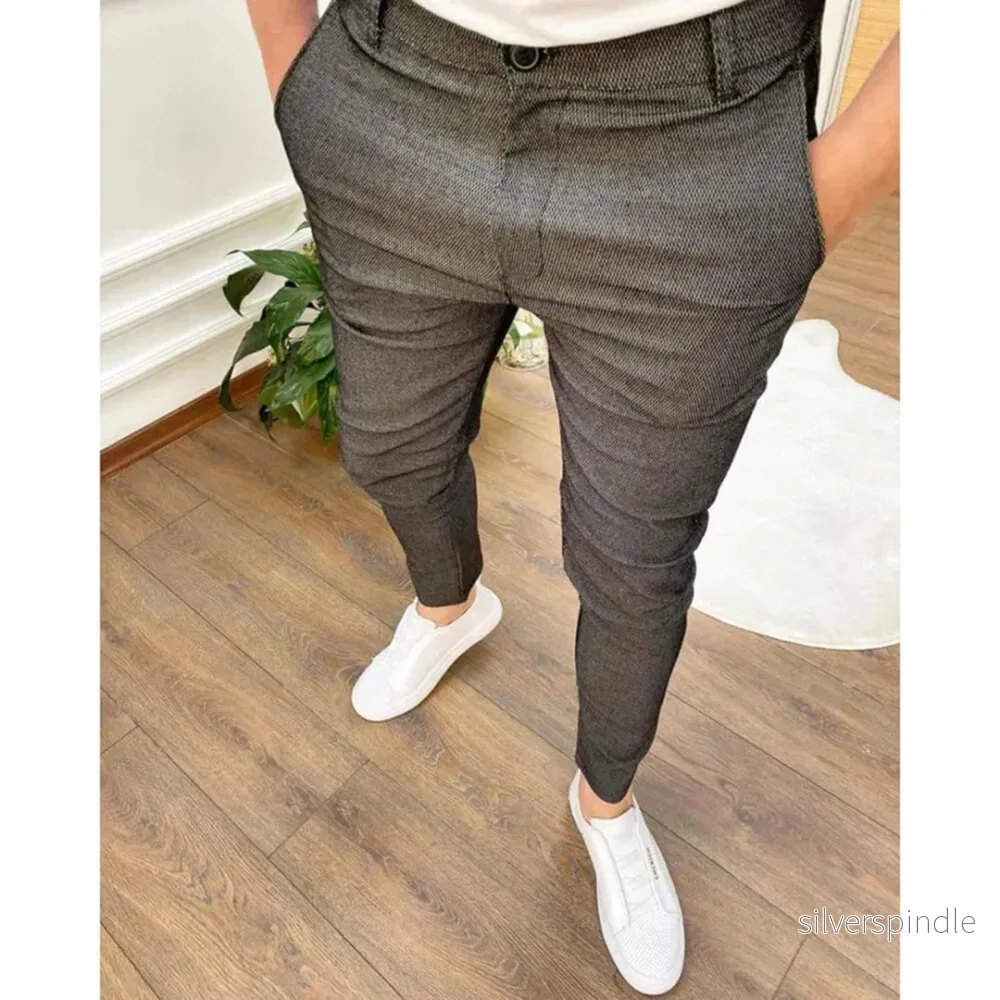 Moderna Arbetsbyxor Herr | Slim Fit Ankellängd med Mångsidig Stil | Bekväma Byxor för Alla Tillfällen - Bild 2