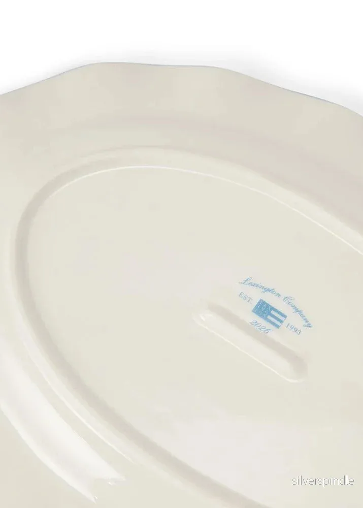 Lexington Stoneware Wavy Oval Platter Bl/Wh - Bild 3