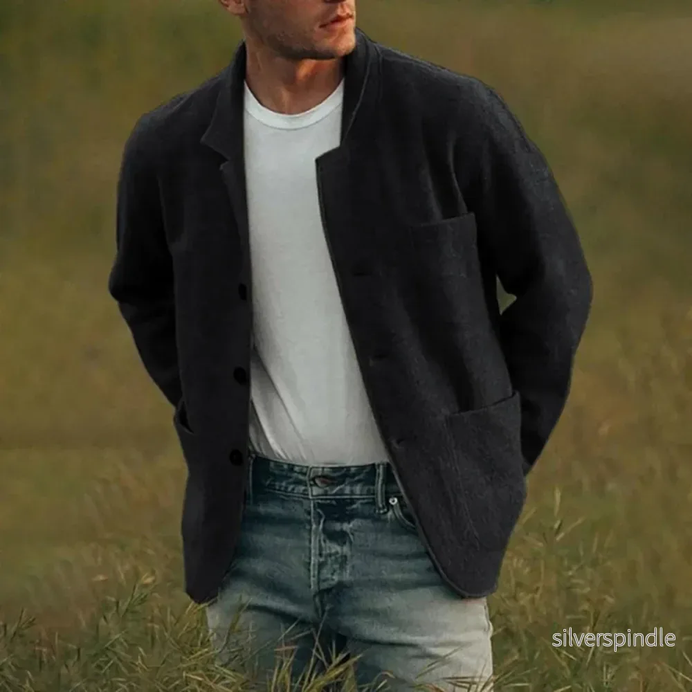 Stickad Cardigan för Män med Varm Termisk Insida och Flera Fickor | Mångsidig Design för Alla Tillfällen - Bild 3