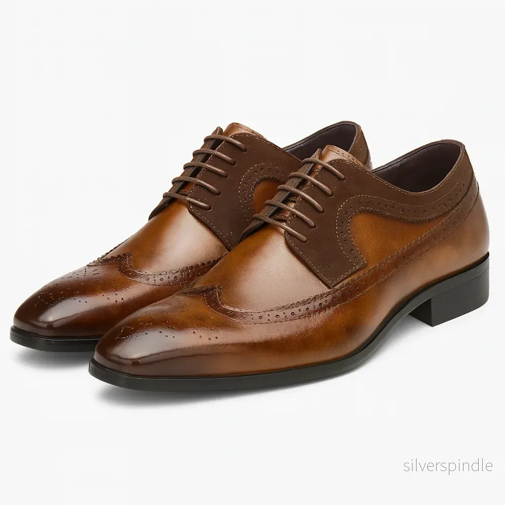 Elegant Oxford Skor för Män med Tvåfärgad Vingspetsdesign | Klassiska Brogue Detaljer för Tidlös Stil - Bild 2
