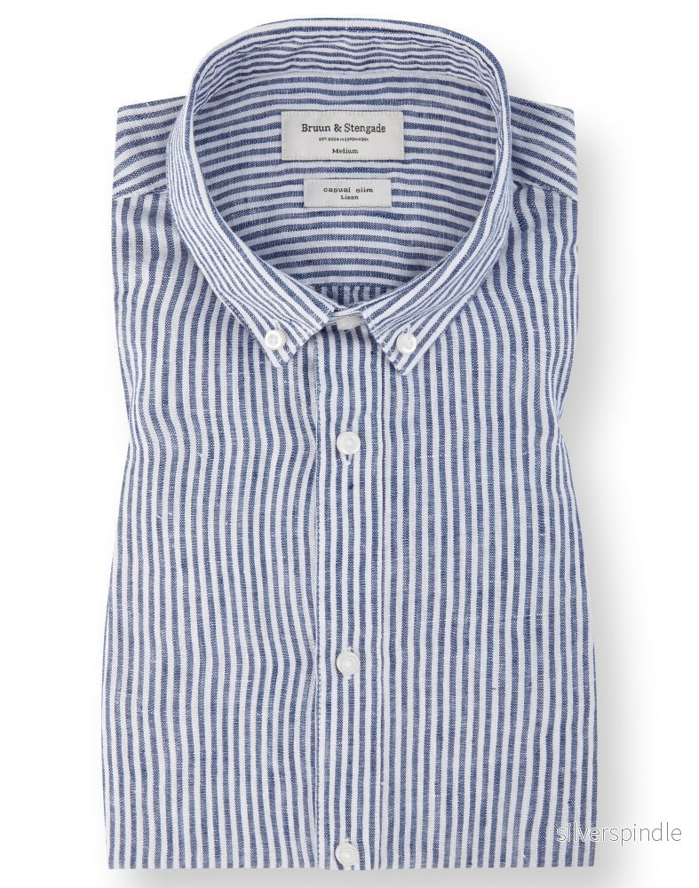 BS Saga Slim Fit Linneskjorta Mörkblå