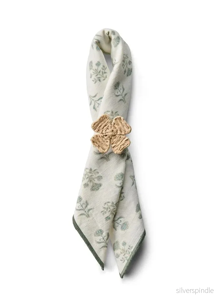 Lexington Floral Print Org Cotton Napkin WH/Eucaly