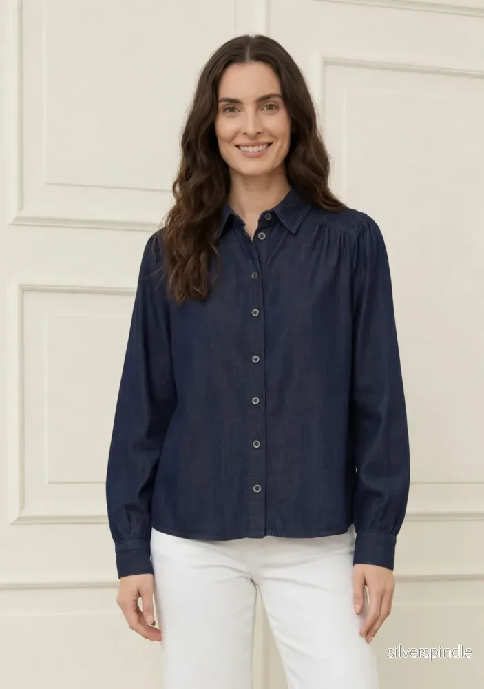 Diva Cropped Shirt - Dark denim