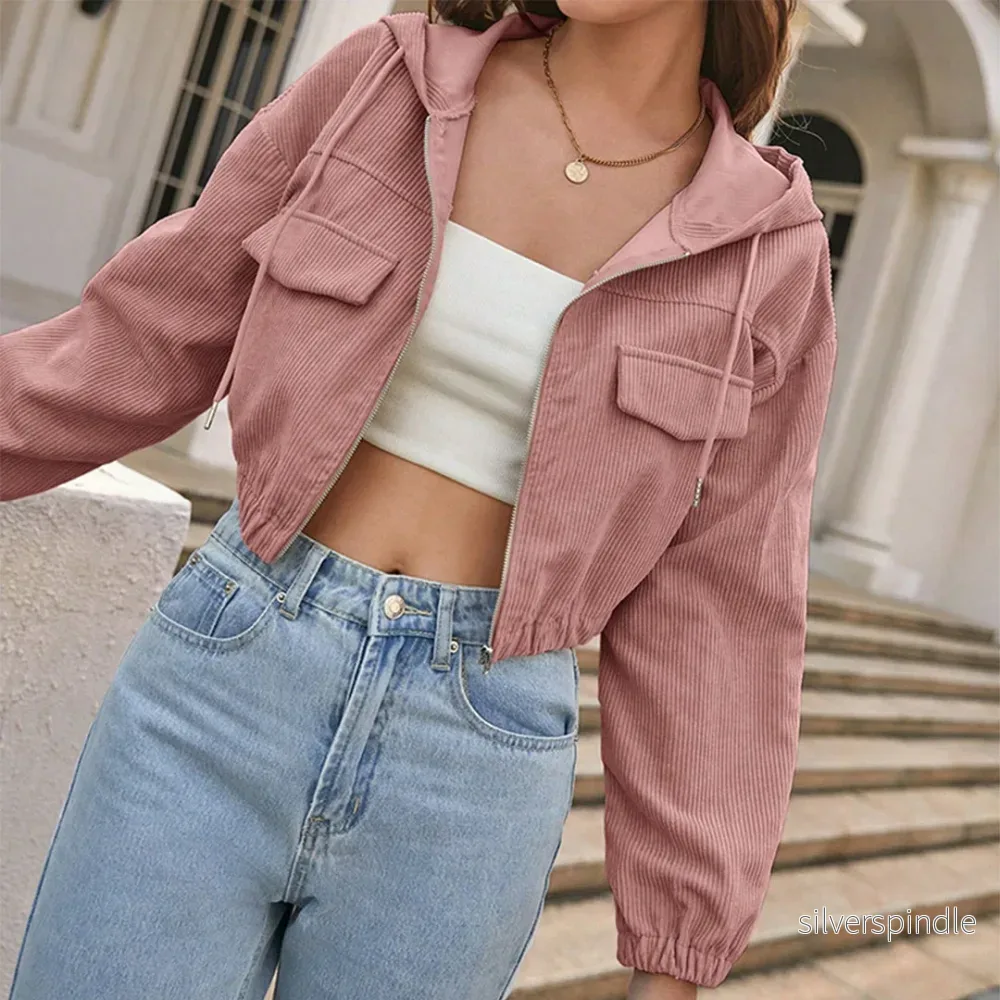 Sophie | Cropped Manchesterjacka Med Huva För Höststil - Bild 2