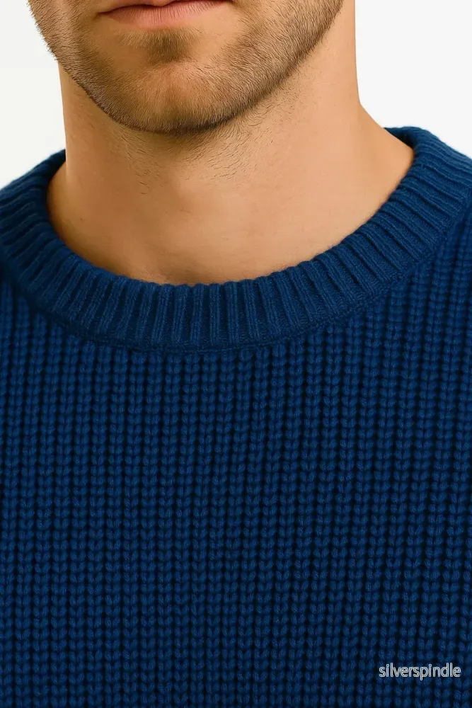 Stickad Tröja för Män med Ribbad Design | Oversized Passform för Komfort och Värme - Bild 2