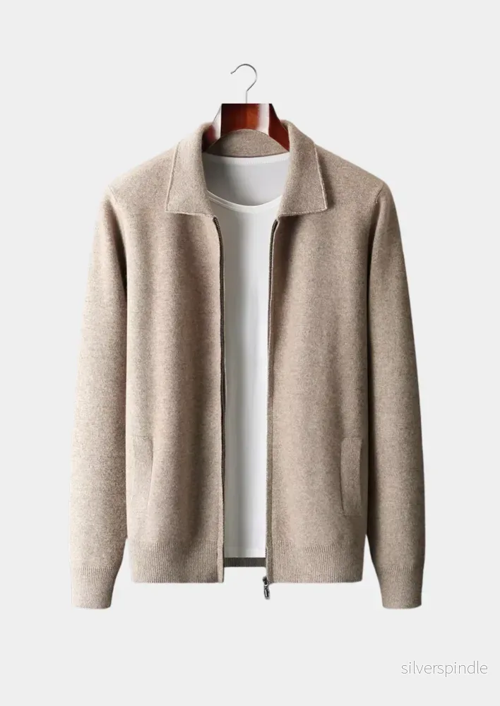 Elegant Cardigan med Dragkedja och Krage för Män | Mångsidig All-Säsongsplagg - Bild 2