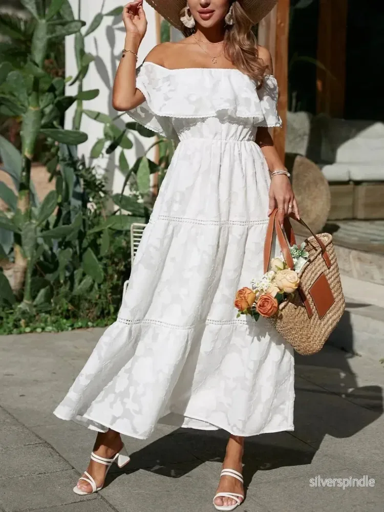 Ella | Elegant Off Shoulder Maxiklänning för Sommarlook