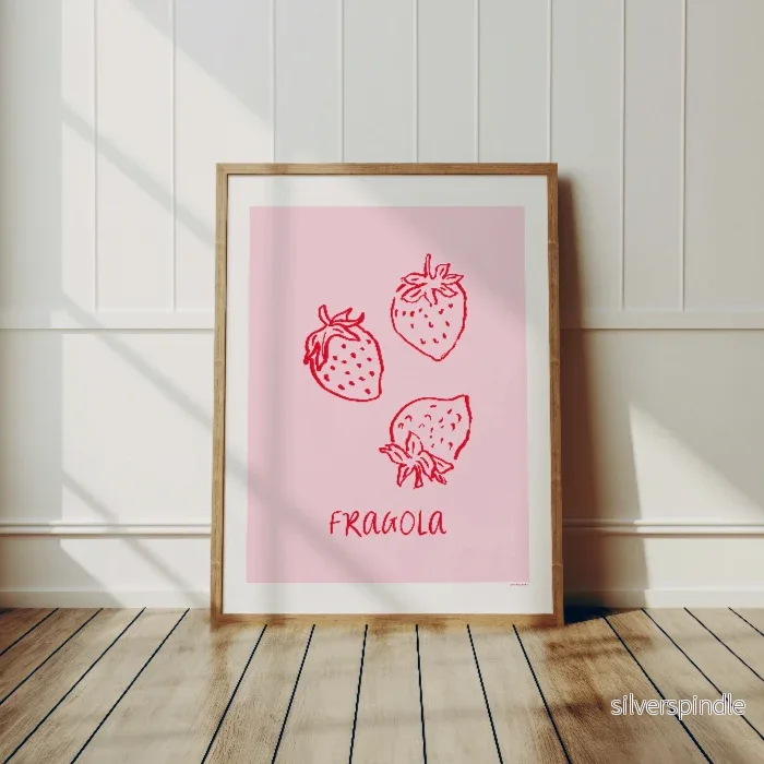 Jordgubbsposter Fragola – kökstavla i rosa - Bild 3