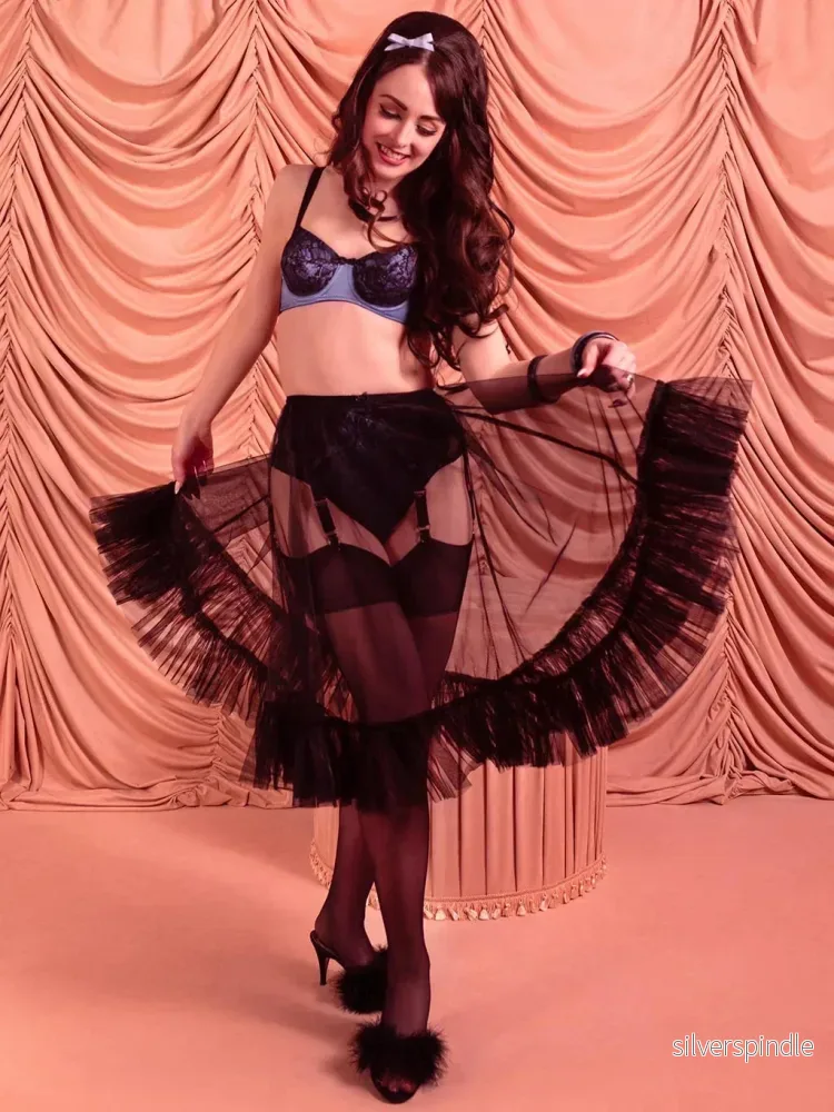 1950-tals Frilly Petticoat - svart - Bild 3