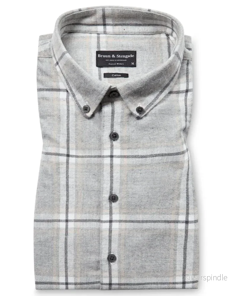 BS Norman Casual Modern Fit Skjorta - Light Grey