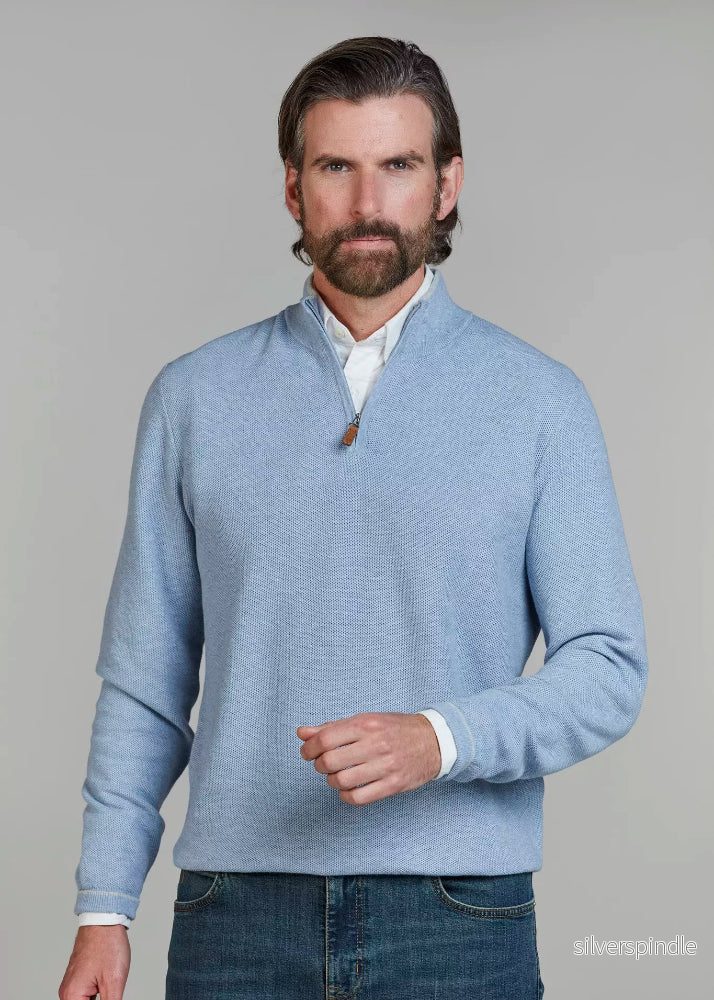 Hansen & Jacob Half Zip Structure Knit Blue