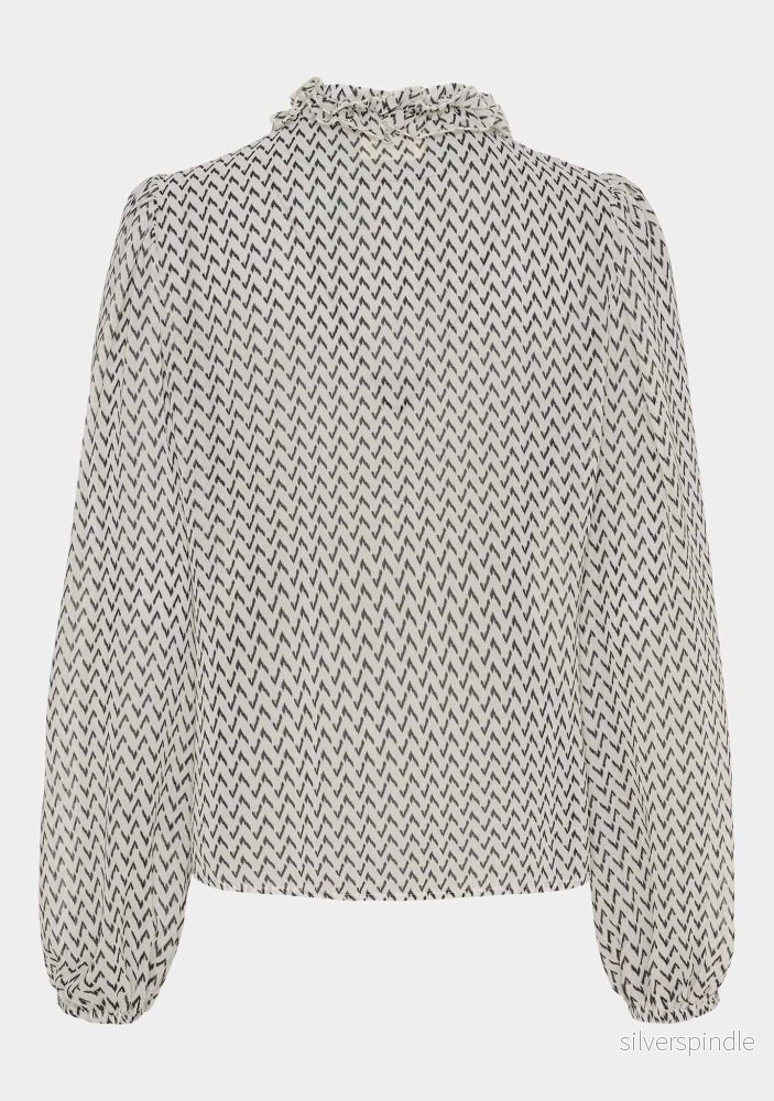 Vibse Ruffle Blouse - Black Zig Zag - Bild 3